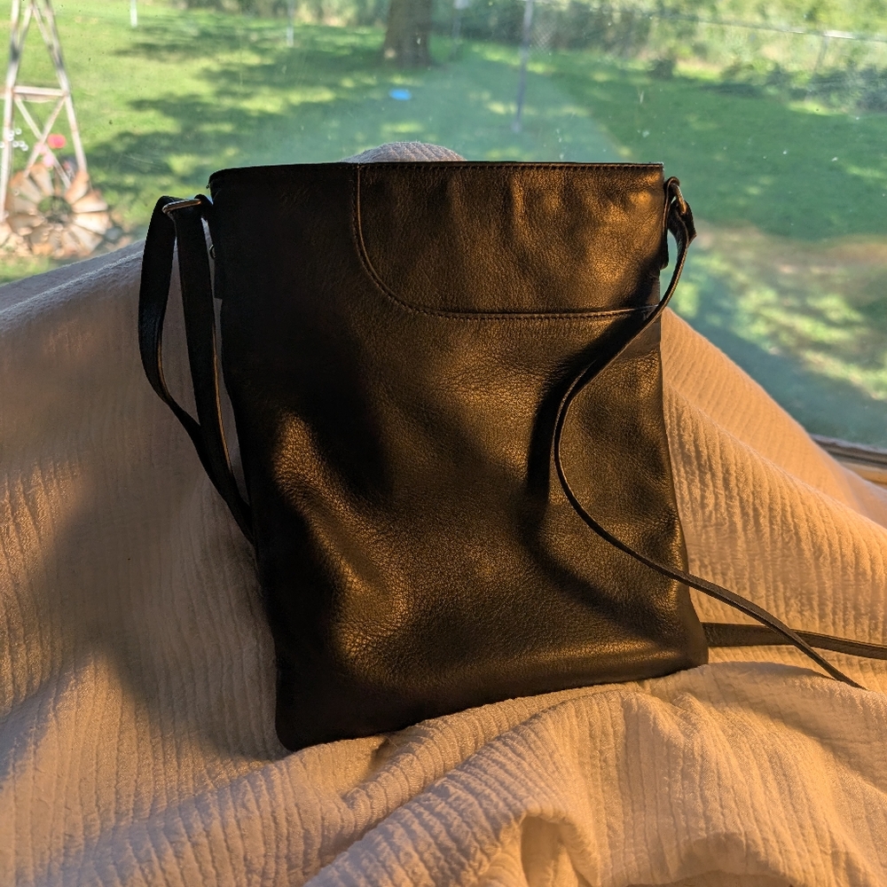 Margot Black Leather Crossbody Bag